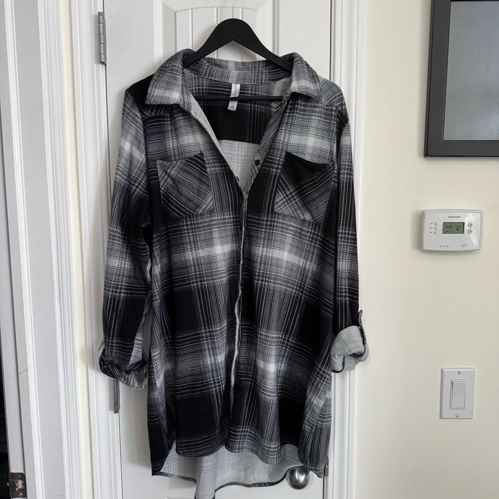 Warehouse One Black and White Plaid Shirt XL